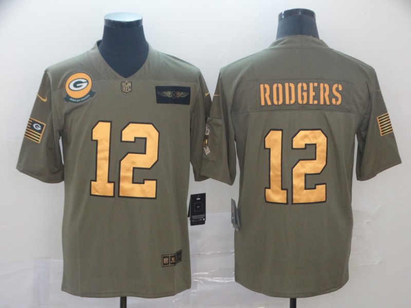 Men's Green Bay Packers Aaron Rodgers #12 Brown Alternate Jersey